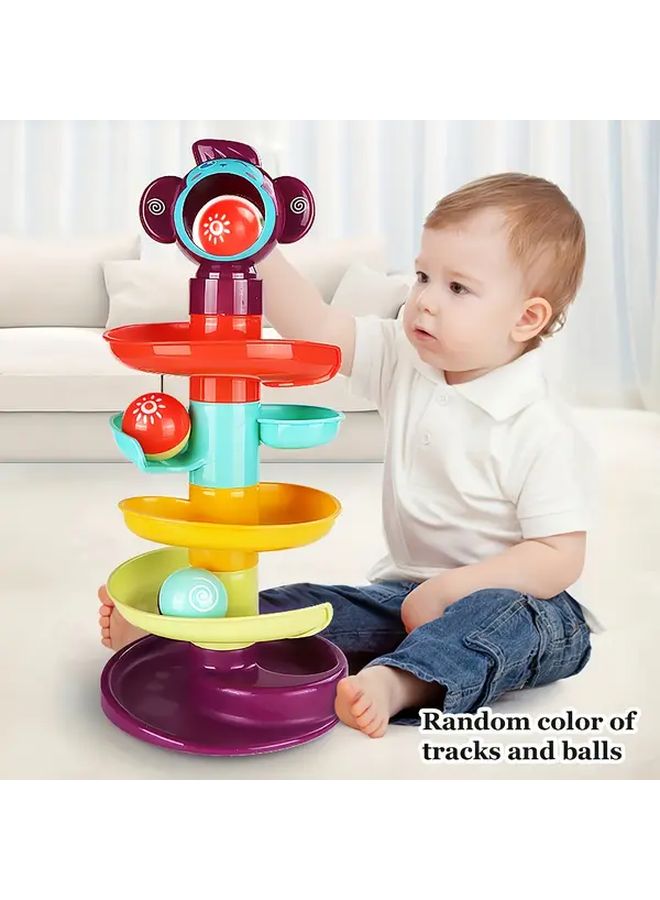 برج مسار الكرة الدوار التعليمي 5 طبقات بألوان مختلطة للأطفال - Image 1